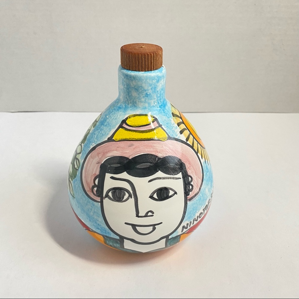 NINO PARRUCCA Hand Painted Ceramic Extra Virgin Oil Jug made in Italy